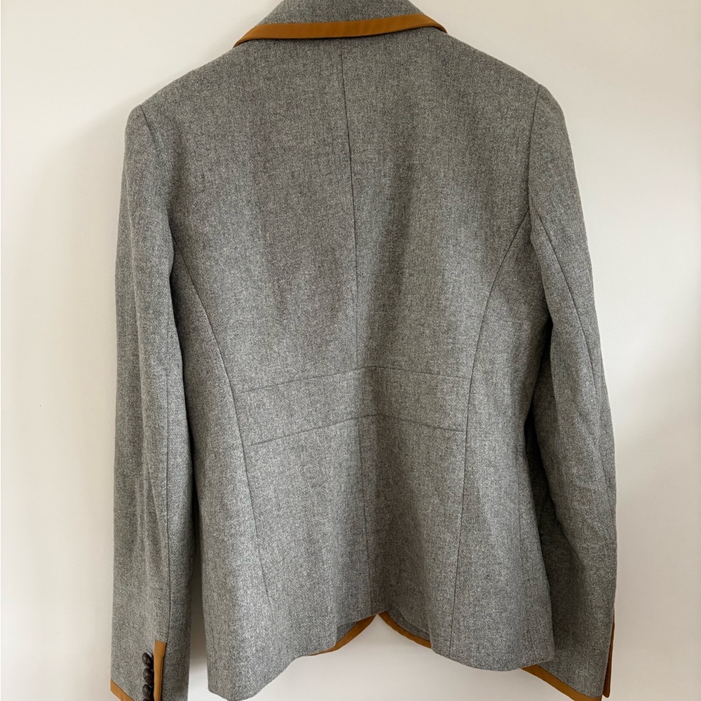 J Crew Gray Blazer with Tan Trim - Picture 5 of 6